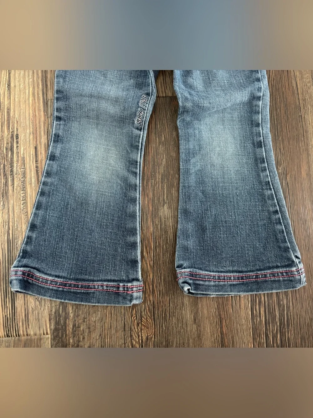 Y2K Baby Gap Denim Stretch Jeans 3T Blue Pink Stitch “Gap 1969” Embroidered ‘06